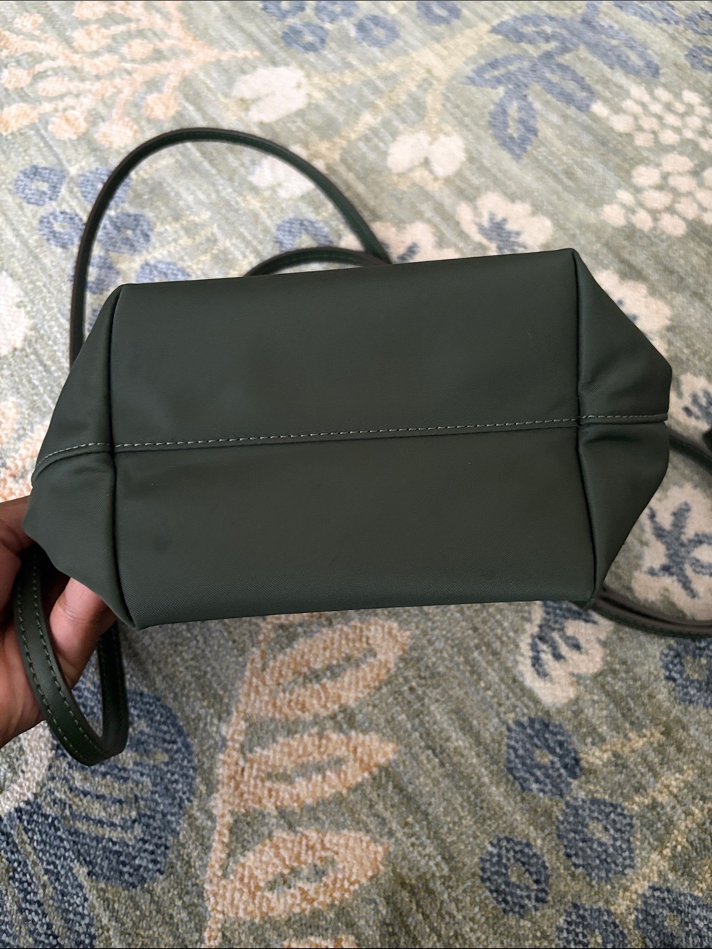 Tory Burch Dark Green Leather Mini Tote with Detachable Strap - Picture 7 of 7
